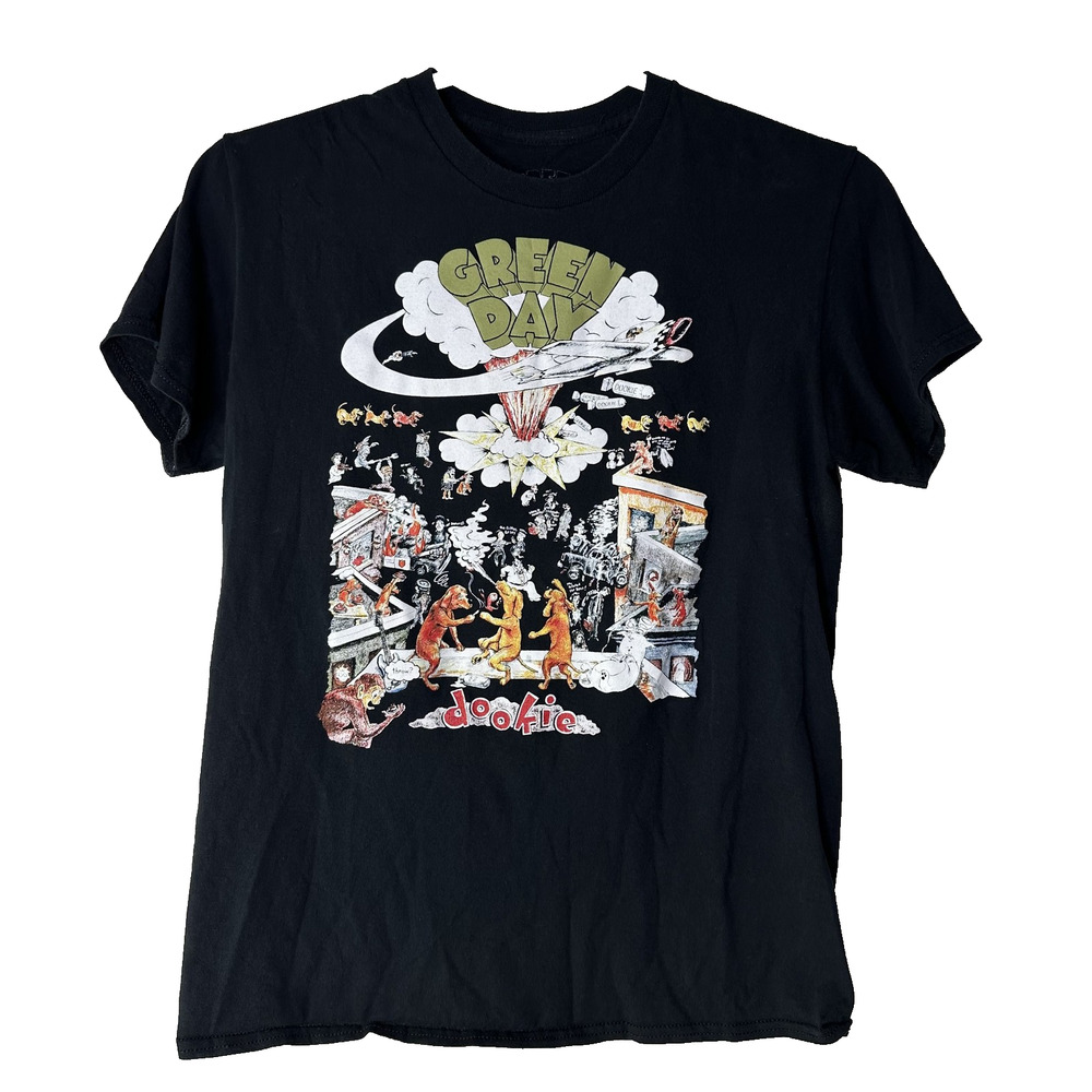 Green Day Shirt Mens Medium Black Dookie Album Art‎ Punk Rock Band Tee Graphic